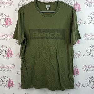 Bench tshirt tee top shirt dark army logo Khaki Green Short Sleeve Tee